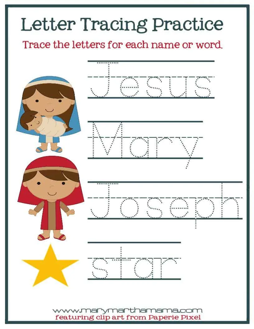 christmas worksheets for preschoolers [jesus' birth] – mary martha
